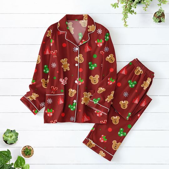 Discover Mickey Mouse Christmas Pajamas Set, Gingerbread Candies Holiday Pajamas Family, Merry Christmas Loungewear, Disney Sleepwear, Xmas Gift