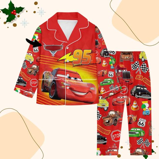 Discover Custom Lightning McQueen Christmas Pajamas Set, Race 95 Portrait Sleepwear, Disney Pixar Cars Kids Outfit, Disneyland Trip Family Gifts