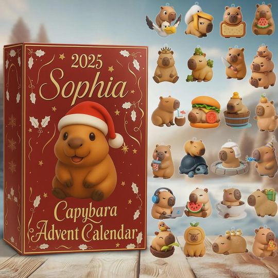 Discover Personalized Capybara Advent Calendar 2025, Cute Christmas Countdown Gift, Kawaii Capybara Figures, 24 Days Countdown Xmas Decoration