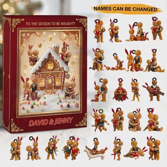 Discover Personalized Naughty Christmas Gift, 'Tis The Season To Be Naughty Shadow Box, Funny Gingerbread Couples, Adult Humor Xmas