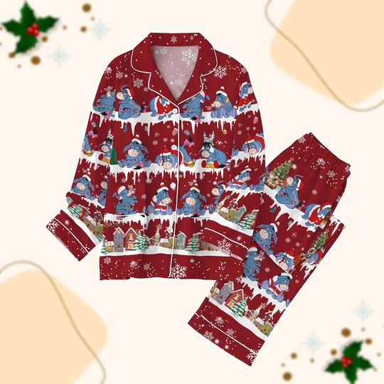 Discover Disney Eeyore Christmas Pajamas Set, Winnie The Pooh Pajamas Women, Cartoon Movie Sleepwear, Disney Matching Family Pajamas, Xmas Gifts
