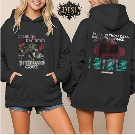 Discover Breaking Benjamin Three Days Grace Tour Dates 2025 New Unisex Hoodie