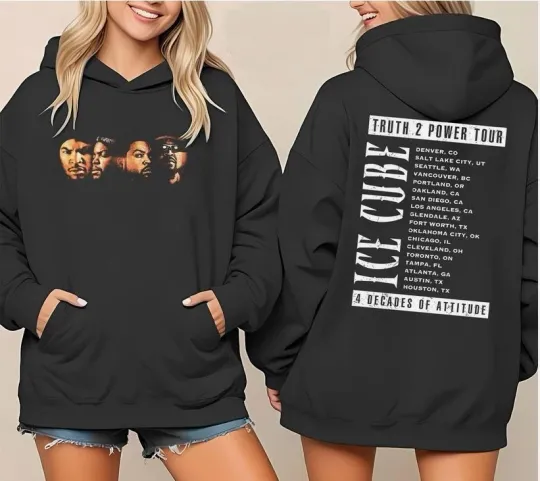Ice Cube Truth 2 Power Faces Tour Dates 2025 Double Sided Unisex Hoodie