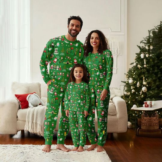 Discover Buddy Elf Christmas Matching Family Pajamas, Elf Pajamas Set, Santa's Coming Holiday Pajamas, Movie Xmas Pajamas For Women Men Kids