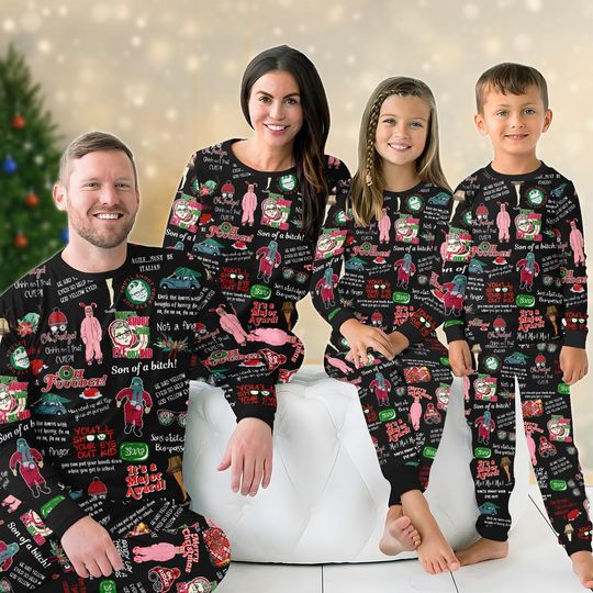 A Christmas Story Matching Family Pajamas Set, Oh Fudge Holiday Pajamas, Leg Lamp Loungewear, Funny Xmas Movie Sweatshirt And Pants