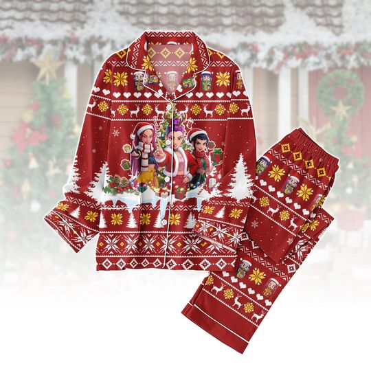Discover Kpop Hunter Christmas Pajamas Set, Blur Tiger Xmas Pajamas Family, Holiday Matching Pajamas, Festive Gift For Kids