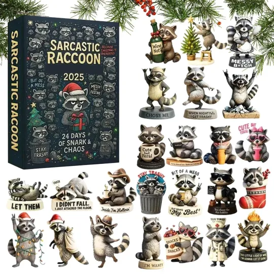 Discover Acrylic Advent Calendar Blind Box - Countdown Raccoon 24 Days of Festive 2D Decorations