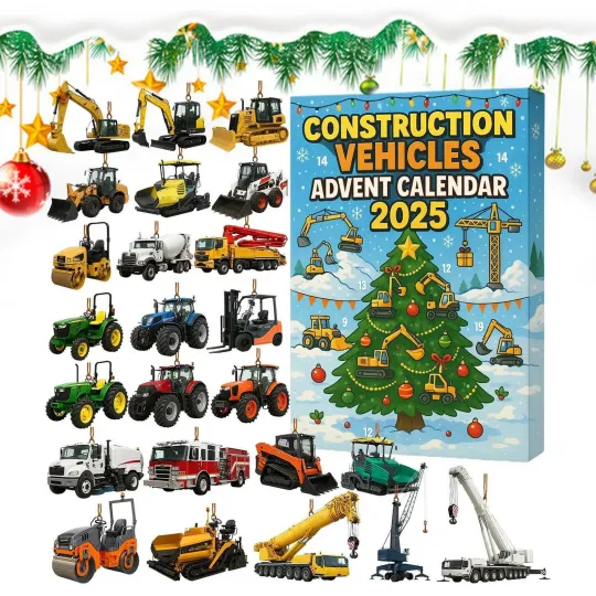 Discover Acrylic Advent Calendar Blind Box, Construction Vehicles, 24-Day Countdown Toys, Gifts