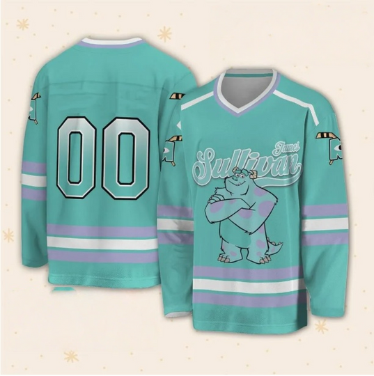 Discover Disney Monsters Electric Company 2025 Autumn/Winter Men's Retro Ice Hockey Shirt Fitness Sports Speed Drying Jersey T-shirt
