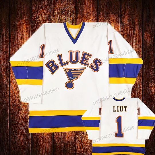 Discover Custom Vintage 1984-85 St. Louis 1 Mike Liut Embroidery Hockey Jersey Youth Kids Adult Any Size And name Jerseys 98