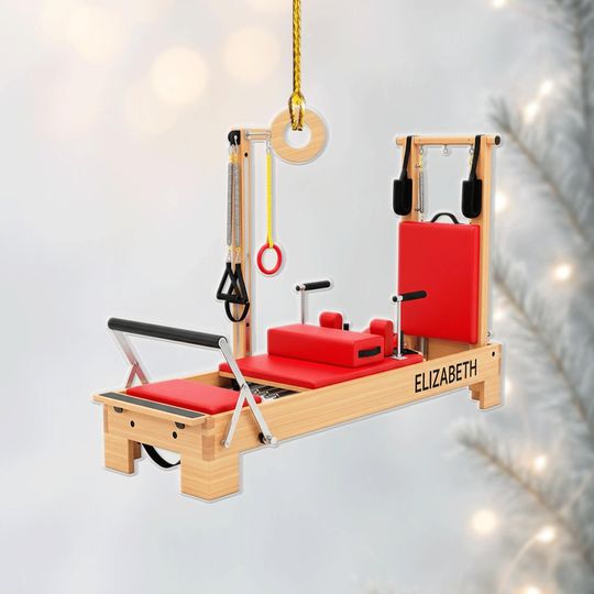 Discover Personalized Pilates Reformer Ornament, Custom Name Gym Trainer Gift, Fitness Instructor Christmas Decor, Pilates Lover Holiday Keepsake