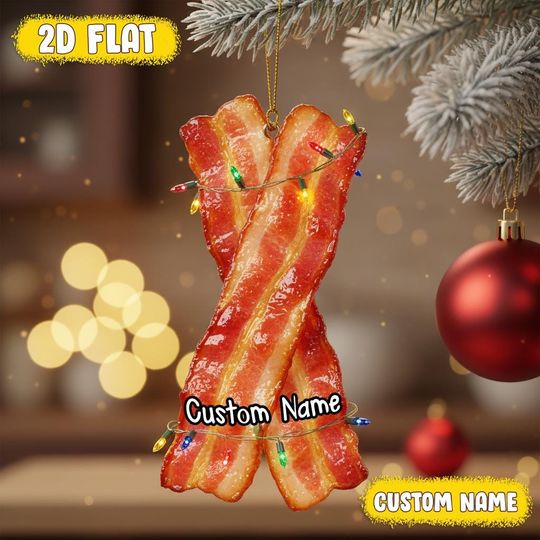 Discover Personalized Bacon Christmas Ornament, Funny Breakfast Dcor, Meat Lover Stocking Stuffer, Food Lover Gift