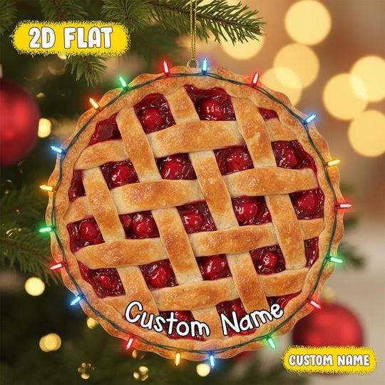 Discover Personalized Cherry Pie Christmas Ornament, Fruit Pie Christmas Lights Acrylic Ornament, Dessert Tree Hanging Decor, Baking Lover Gift
