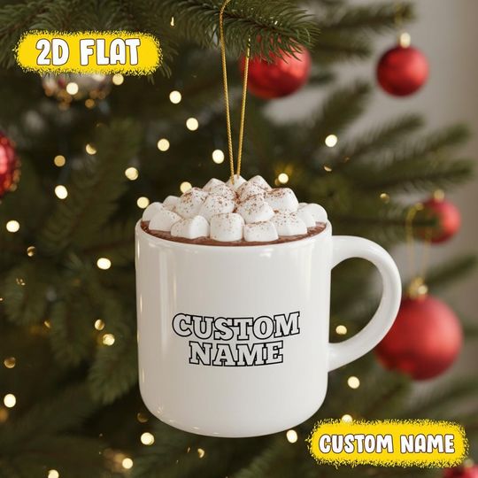 Hot Chocolate Christmas Ornament, Cocoa Marshmallow Acrylic Ornament, Cozy Drink Hanging Decor, Hot Cocoa Lover Gift