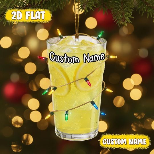 Discover Lemonade Drink Christmas Lights Ornament, Summer Drink 2D Flat Acrylic Ornament, Sweet Beverage Hanging Decor, Lemonade Lover Gift