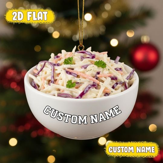 Discover Personalized Coleslaw 2D Flat Christmas Ornament, BBQ Side Acrylic Ornament, Summer Food Tree Hanging Decor, Foodie Gift