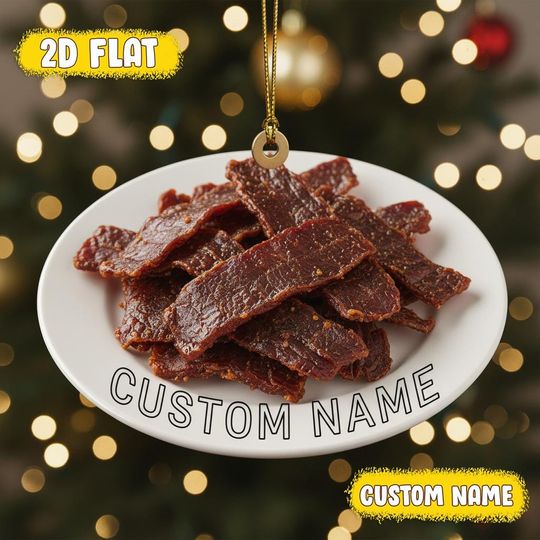 Discover Personalized Beef Jerky Ornament  Custom Name Meat Lover Gift  Funny Snack Christmas Decor  Protein Foodie Holiday Keepsake