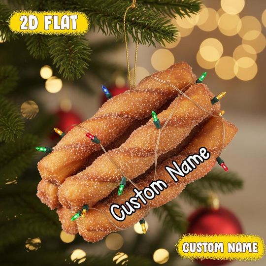 Discover Personalized Churro Ornament  Custom Name Dessert Lover Gift  Cinnamon Sugar Snack Christmas Decor  Funny Foodie Holiday Keepsake