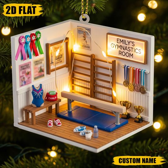 Discover Custom Gymnastics Room Christmas Ornament, Fitness Ornament, Gym Equipment Decoration, Yoga and Workout Gift for Women, Exercise Lover Gift