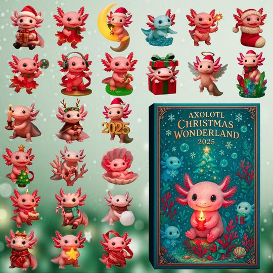 Discover Acrylic Advent Calendar Blind Box Axolotl 2025, Christmas Countdown Ornament, 24 Day Figurines, Holiday Decor