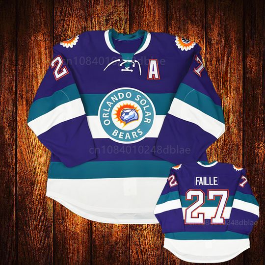 Discover Custom Vintage Orlando Solar Bears # Eric Faille Embroidery Stitched Hockey Jersey Youth Kids Adult Any Size And name Jersey