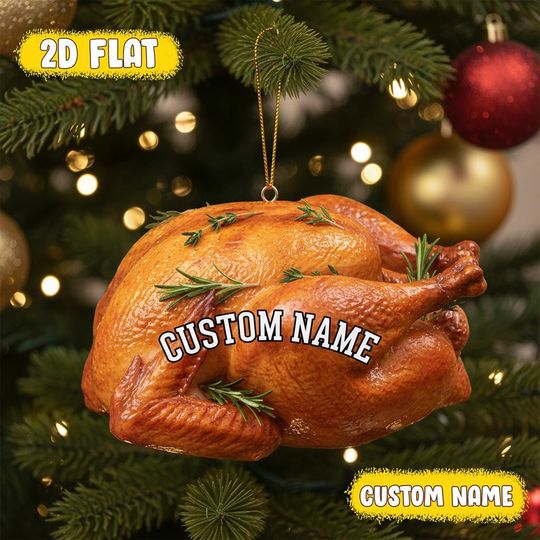 Discover Personalized Turkey Christmas Ornament, Funny Thanksgiving Ornament, Food Tree Decoration, Holiday Gift for Food Lovers