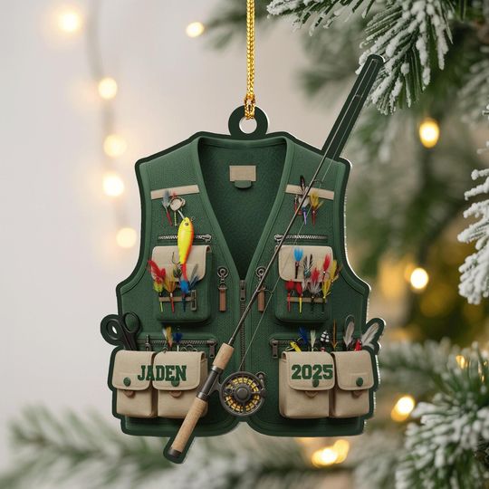 Discover Personalized Fishing Ornament, Custom Fisherman Christmas Ornament, Dad Fishing Ornament, Custom Ornament for Him