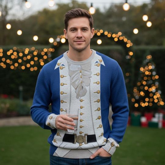 Discover Historical Costumes Ugly Christmas Sweater, Independence Sweater, Vintage Christmas Gift for Men Women, Xmas Holiday Gift