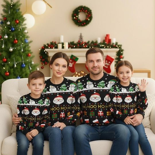 Santa Ugly Christmas Sweater Ho Ho Ho Sweater Festive Xmas Gift For Men Women