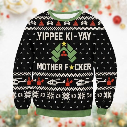 Die Hard Ugly Christmas Sweater, Yippee Ki-Yay Xmas Sweater, Funny Nakatomi Plaza Holiday Gift For Men Women, Xmas Party Outfit