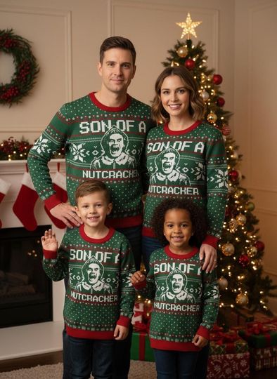 Discover Family Christmas Ugly Sweater, Matching Holiday Sweater, Xmas Gift For Families, Christmas Knitted Gift