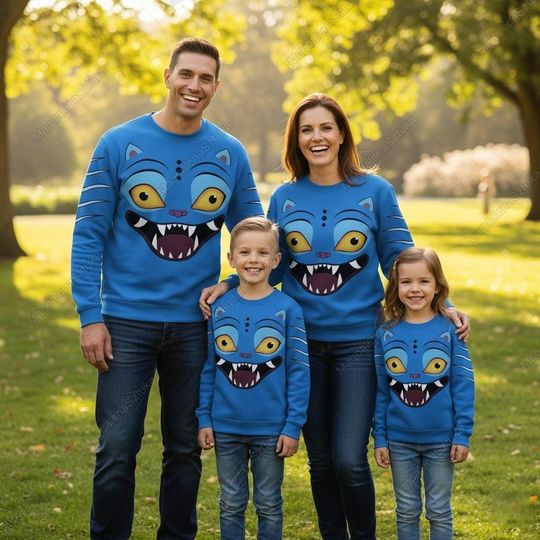 Discover Kpop Tiger Costume Hoodie, Tiger Demon Hunters Cosplay Shirt, Halloween Tiger Costume Sweatshirt, Blue Tiger Shirt For Family