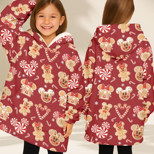 Discover Disney Christmas Hooded Blanket, Gingerbread Wearable Blanket, Winter Holiday Lounge Blanket, Xmas Gift