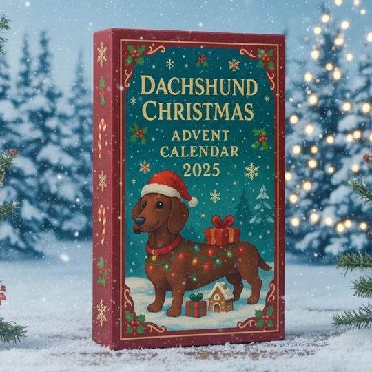 Discover Christmas Dachshund Advent Calendar 2025, Farmhouse Christmas Countdown, Rustic Holiday Decor, Merry Christmas Gift, Winter Gift