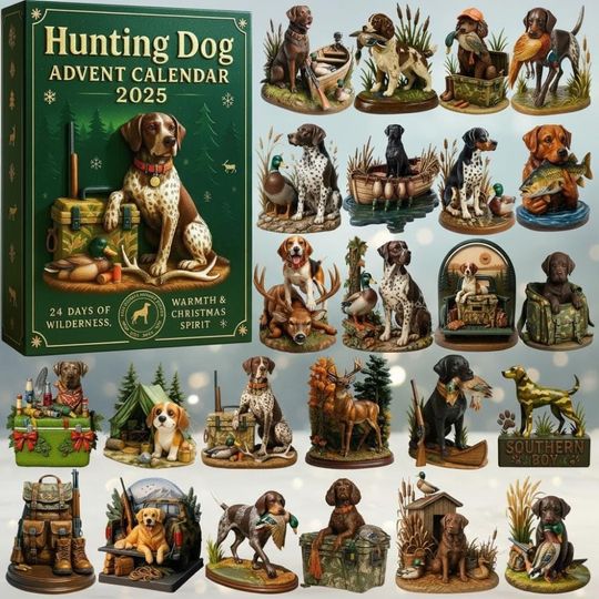 Discover Christmas Hunting Dog Advent Calendar 2025, 24 Days Of Wilderness Box, Warmth And Christmas Spirit Box, Merry Christmas Gift, Winter Gift