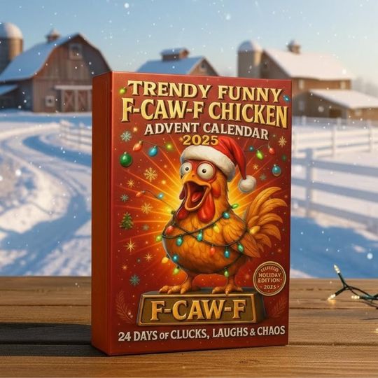 Discover Christmas Funny F Caw F Chicken Advent Calendar 2025, 24 Days Christmas Countdown Box, Hilarious Chicken Meme Figurine Set, Winter Gift