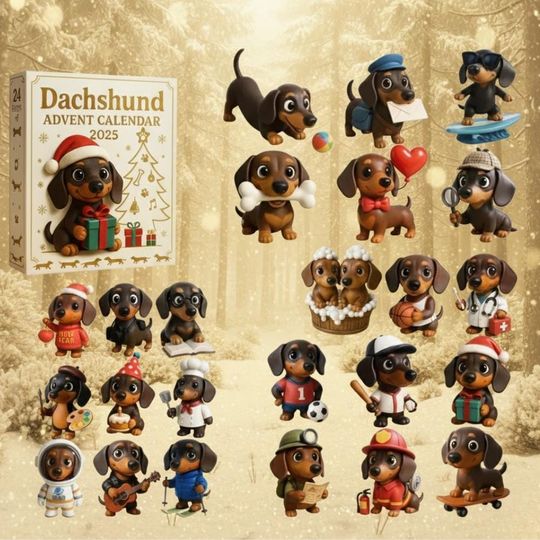 Discover Dachshunds 24 Days Christmas Countdown Advent Calendar 2025, Dachshunds Figure Ornaments, Xmas Advent Calendar, Xmas Gifts for Dog Lovers