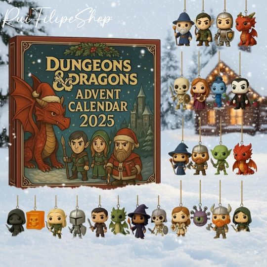 Dungeons & Dragons Acrylic Advent Calendar 2025 with 24 Fantasy Mini Figures for RPG Fans and Collectors