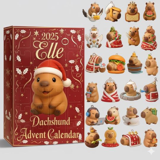 Discover 2025 Capybara Advent Calendar, Cute Capybara Christmas Countdown Box, Funny Animal Ornaments Set, Holiday Gift for Capybara Lovers