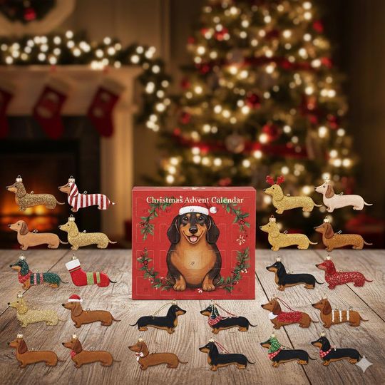 Discover Dachshund Christmas Advent Calendar with 24 Ornaments, Cute Dog Decorations for Tree, Advent Calendar Gift for Dachshund Lovers