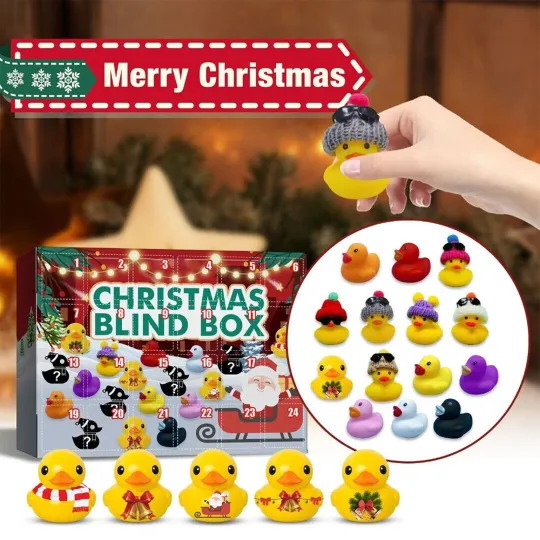 Discover Acrylic Advent Calendar Blind Box with 24 Grids, Christmas Decor, Rubber Duck Toys, Gift Box