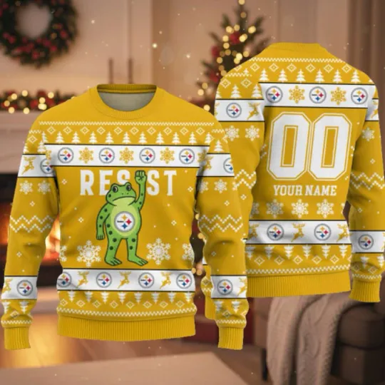 Discover Personalized Steeler Portland Frog Resist Ugly Christmas Sweater