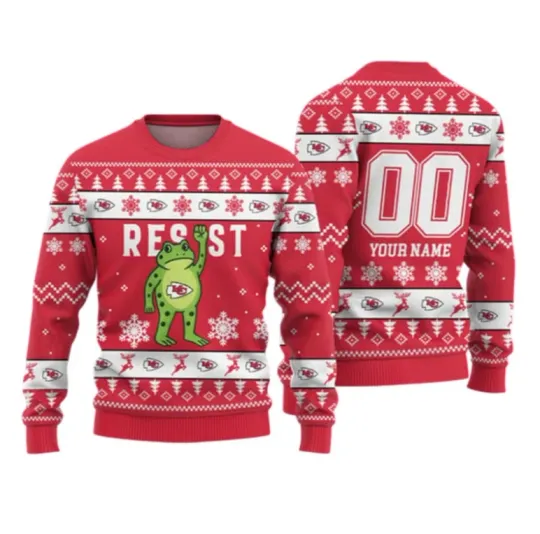 Discover Personallized 2026 Christmas Kc Chief Portland Frog Resist Ugly Sweater