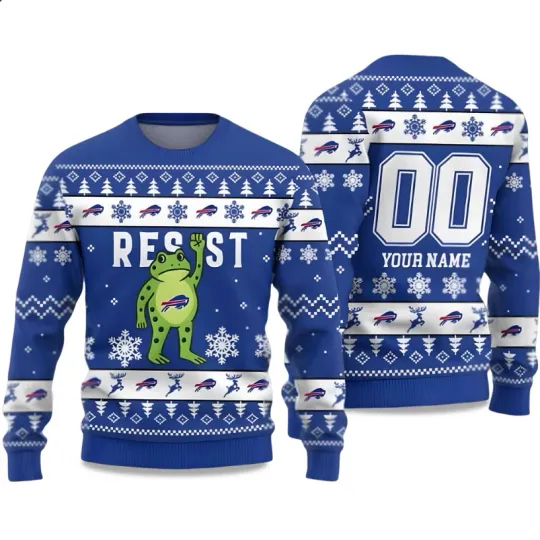 Discover Personalized 2025 Bills Portland Frog Resist Ugly Christmas Sweater