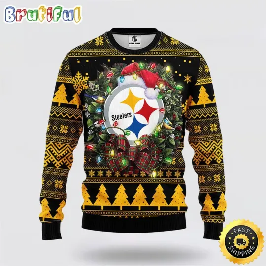 Discover football Pitt Stee!er Ugly Sweater Christmas Wreath Sweater For Fan Football