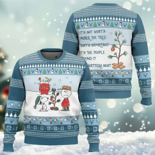 Discover Blissful Christmas Magic Snoopy Peanuts Ugly Christmas Sweater Holiday Top