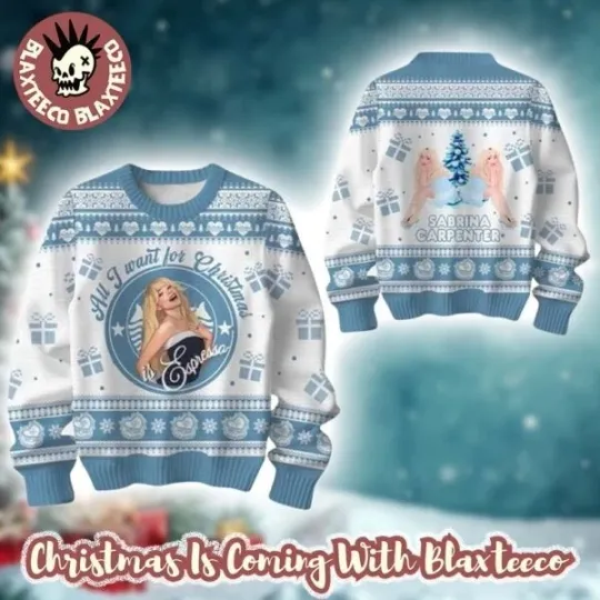 Discover Sabrina Carpenter All I Want For Christmas Is Espresso Ugly Christmas Sweater