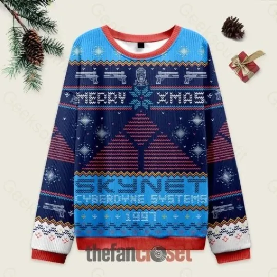 Discover Happy Cyber Xmas Blue Ugly Christmas Sweater