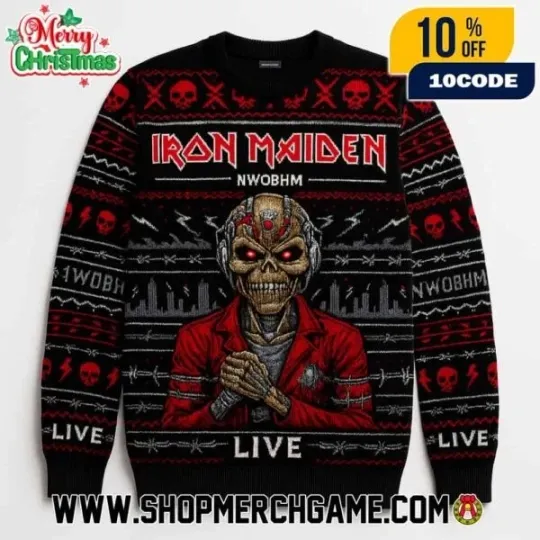 Iron !Maiden NWOBHM Live Christmas Ugly Sweater Unisex All Sizes