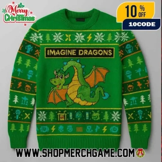 Discover Imagine Dragons Ugly Christmas Sweater Green Unisex All Sizes